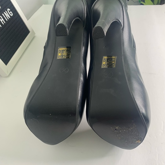 Black Faux Leather Thigh High Stiletto Boots Size 6 - Picture 8 of 14